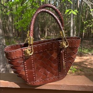 Michael Kors “ Santorini” tote in dark mahogany brown leather